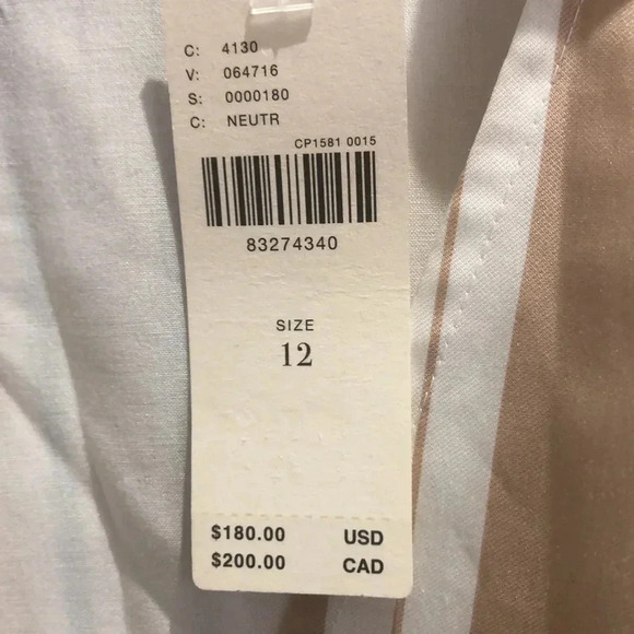 Anthropologie Maeve tan white asymmetrical wrap shirt dress Sz 12 New with Tags - Picture 8 of 10